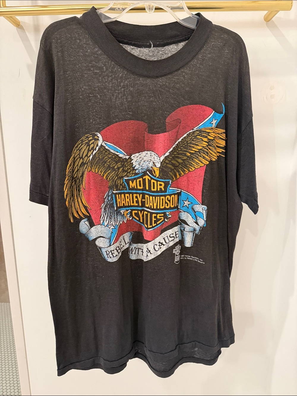 Vintage 1987 Harley-Davidson Black Tee with Eagle - Buttery Soft